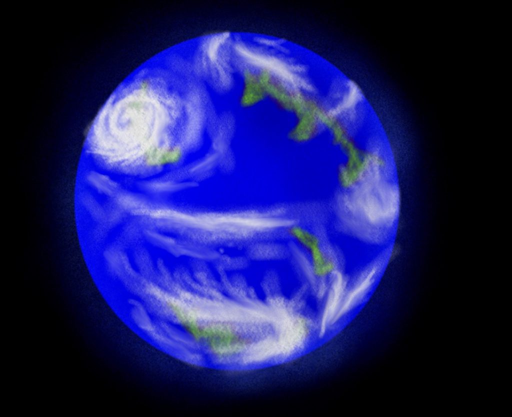 「地球の従兄弟」こと Kepler-452b の想像図（クレジット：滋賀県立守山高校 藤田汐音）